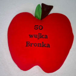 poduszka dekoracyjne z dedykacją Bronek czerwone jabłko